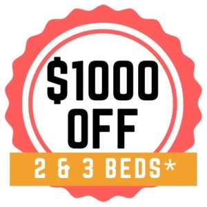 1000 off 2 and 3 beds